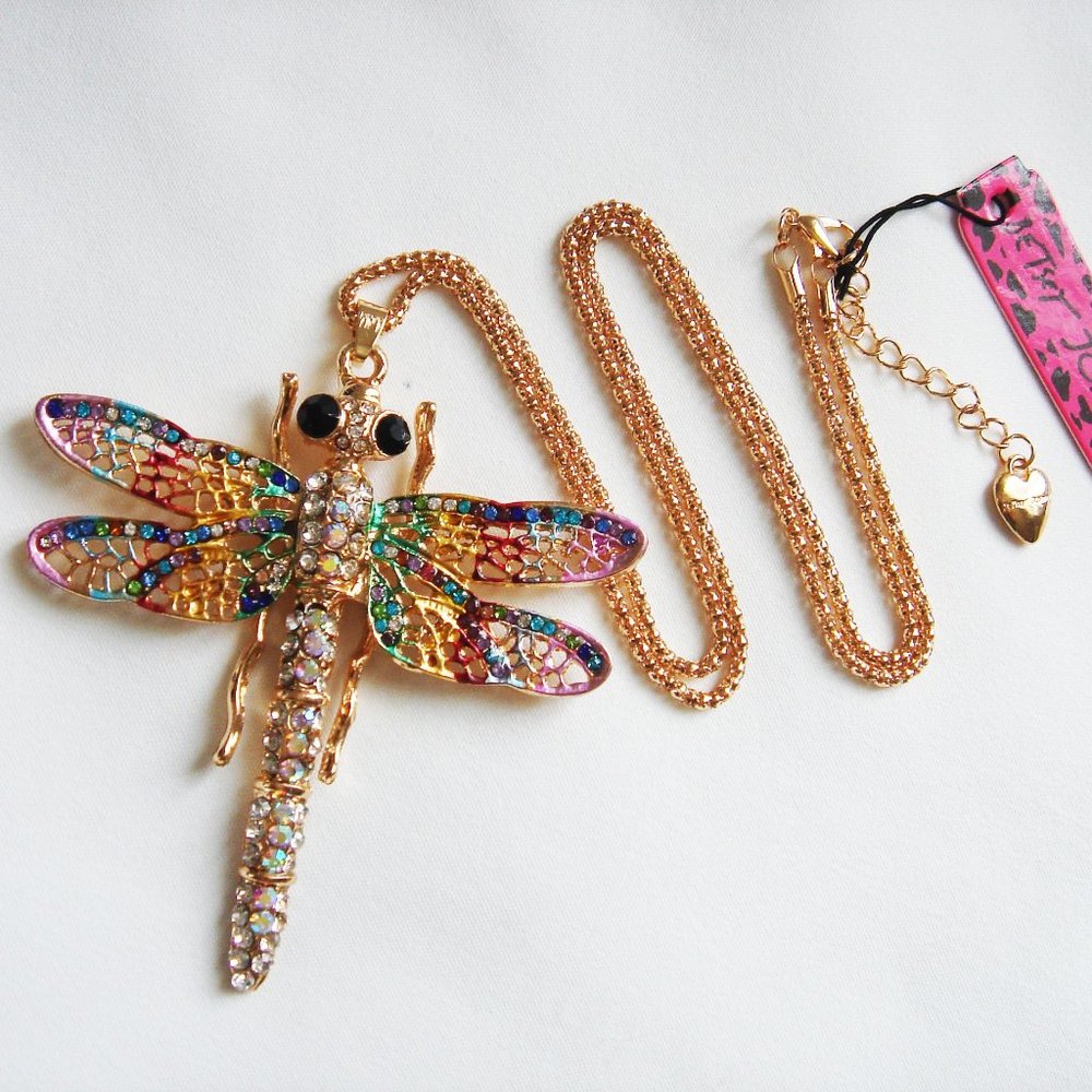 MULTI COLORED LARGE DRAGONFLY  NECKLACE
